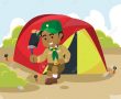 92878654-scout-africain-préparant-la-tente-stock-illustration